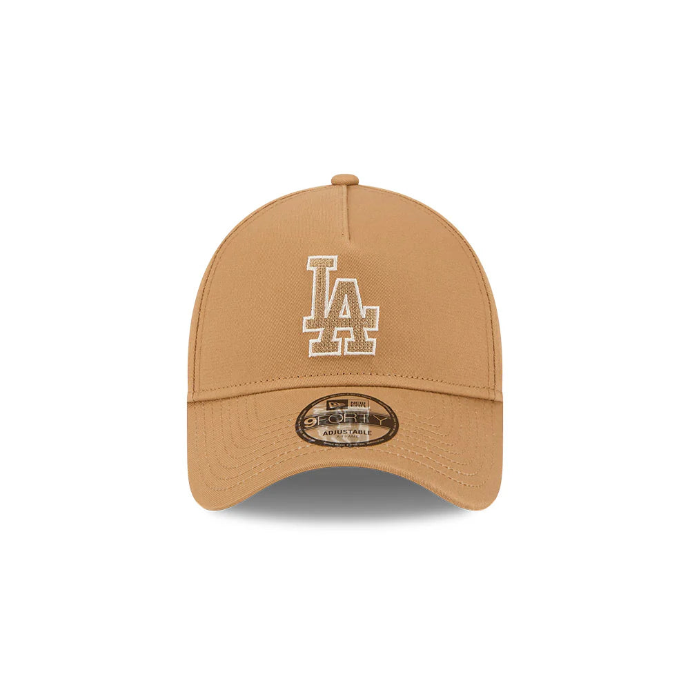 LA Dodgers Hat - Wheat Earth Tonal Chainstitch 9Forty A-Frame MLB Snapback Cap - New Era